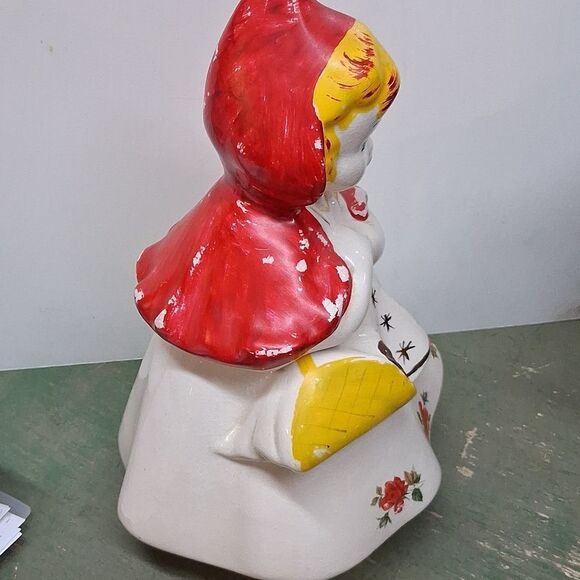 ANTIQUE HULL WARE LITTLE RED RIDING HOOD 13" COOKIE JAR # 967 1940's USA - Picture 9 of 9